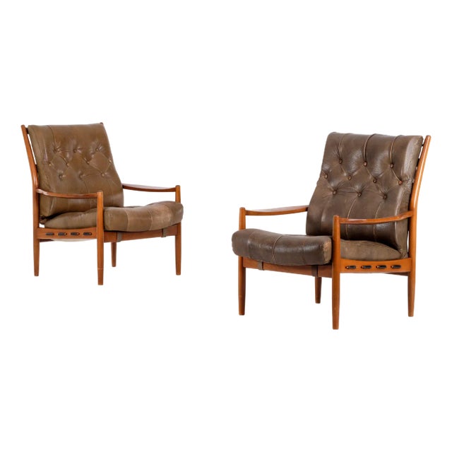 Set of Läckö Easy Chairs attributed to Ingemar Thillmark, 1960s For Sale