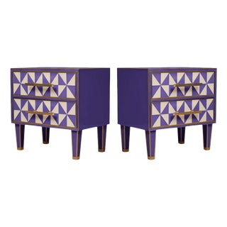 Italian Murano Glass and Brass Nightstands from Justfurnituress SRL, Set of 2 For Sale