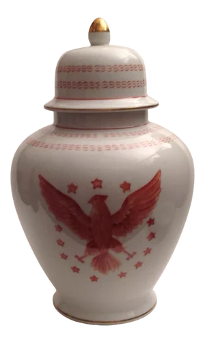 Vintage Ethan Allen American Chinoiserie Eagle Ginger Jar