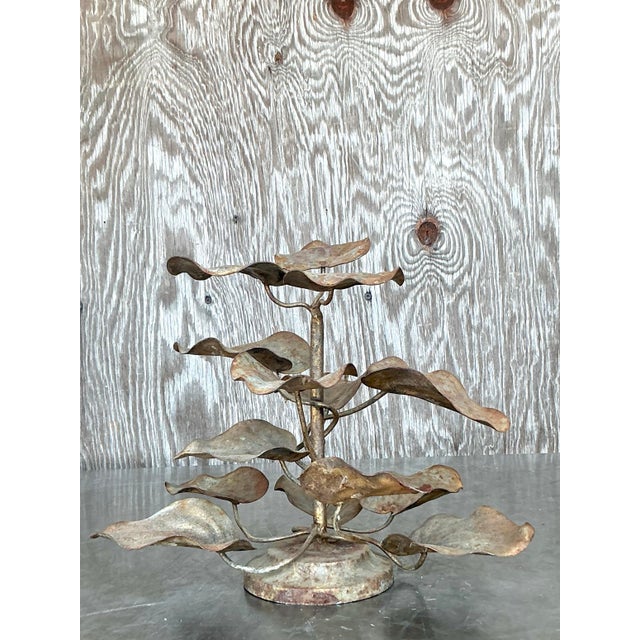 Vintage Boho Patinated Leaf Tree For Sale - Image 4 of 12