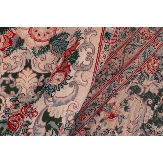 Textile Floral 1990's Pak-Persian Green/Beige Wool Rug - 9'4'' X 12'6'' For Sale - Image 7 of 9