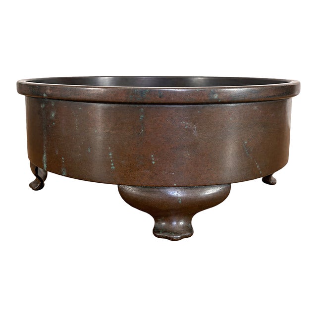 Antique 19th C. Chinese Bronze Tripod Narcissus Basin With Qing Family Seal For Sale