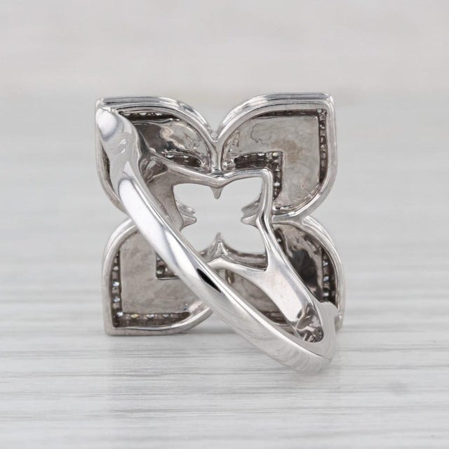 Metal 0.35ctw Diamond Ceramic Flower Cocktail Ring 14k White Gold Size 7.25 For Sale - Image 7 of 8