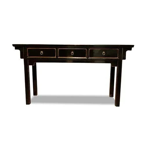Black 1990s Asian Apron Design Console Table For Sale - Image 8 of 8