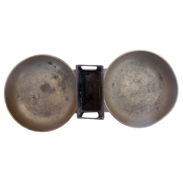 Rustic Vintage Brass Match Strike / Ashtray & Matchbox For Sale - Image 3 of 5