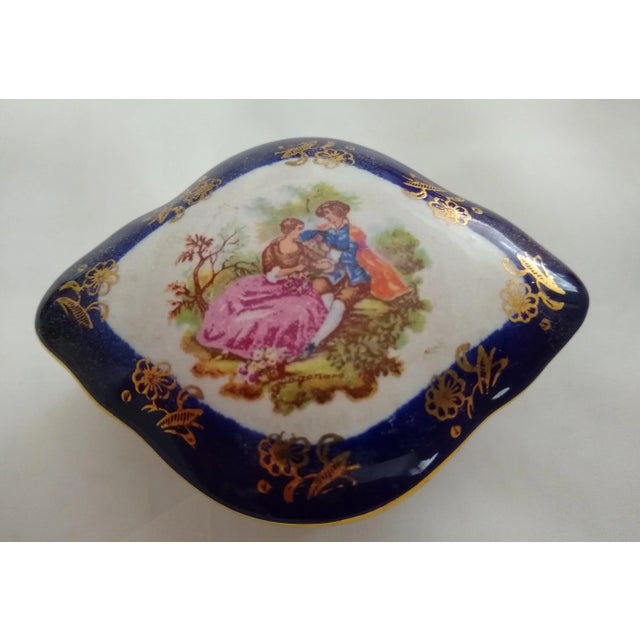 Vintage Oval Porcelain Trinket Box For Sale - Image 4 of 6