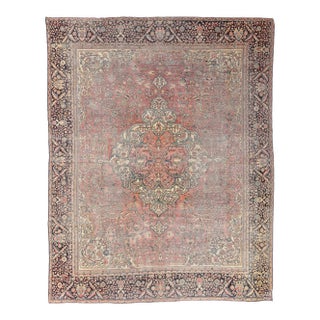 1900s VAN GOGH meets REMBRANDT Persian Ferahan Sarouk Highly Detailed with Whimsy Rug 10.6 x 13.6 For Sale