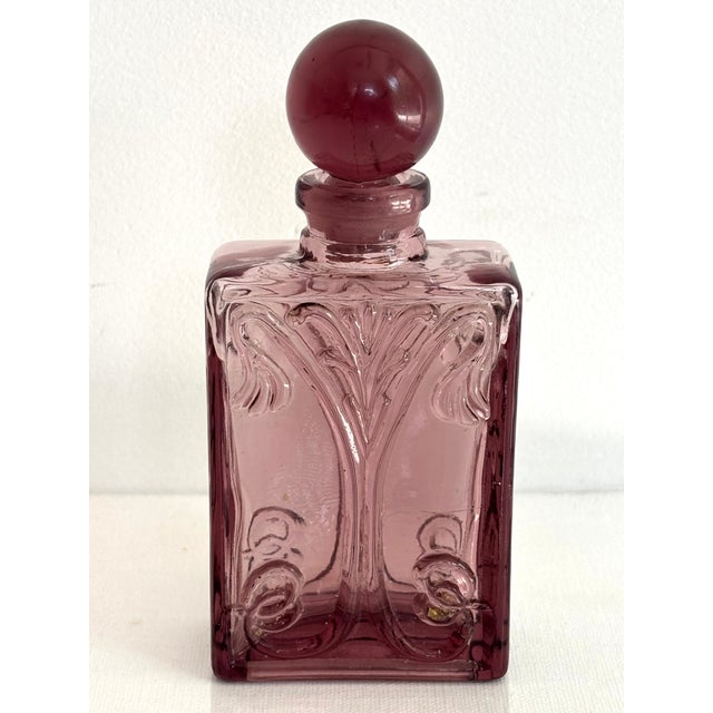 Late 20th Century Late 20th Century Art Nouveau Mauve Glass Perfume Jar For Sale - Image 5 of 5