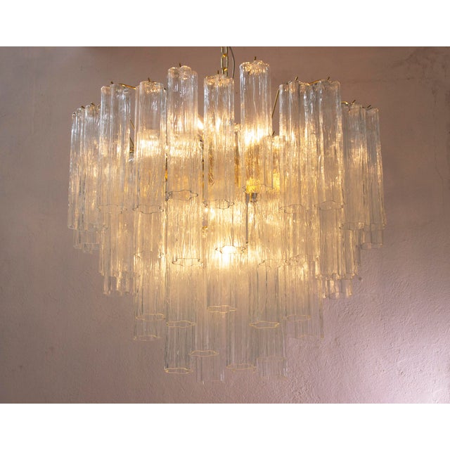 Metal Murano Clear Glass Tronchi Chandelier, 1990s For Sale - Image 7 of 11
