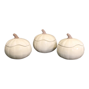1990s MCM Crate & Barrel Pumpkin Bowls W/Lids