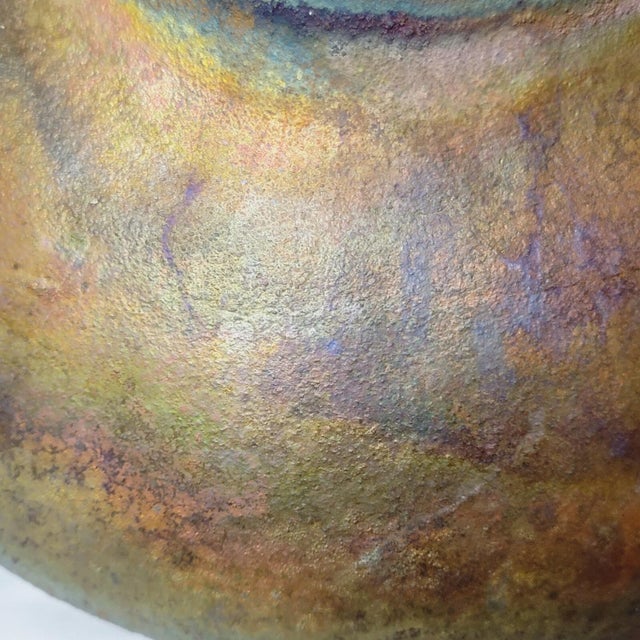 Japanese Raku Pottery Vase Signed George M. Blackman Brutalist Art 9" X 12.75" For Sale - Image 11 of 11
