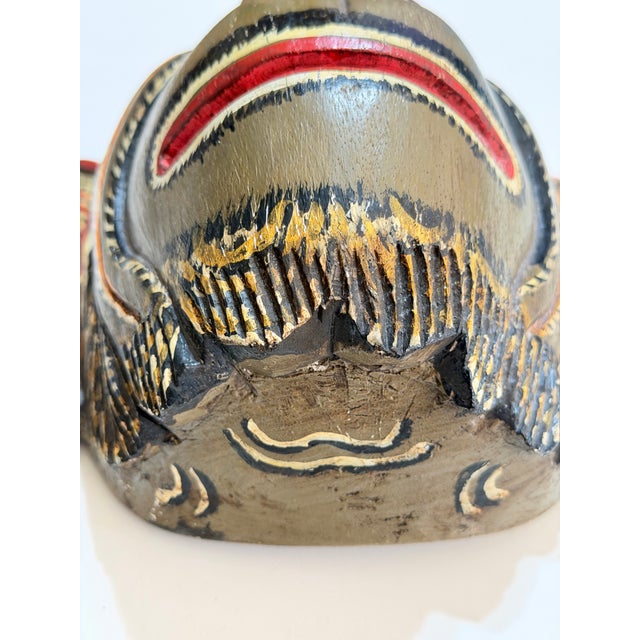 Vintage Balinese Hand-Carved & Painted Wood Barong Monkey Wall Mask For Sale In Portland, OR - Image 6 of 10