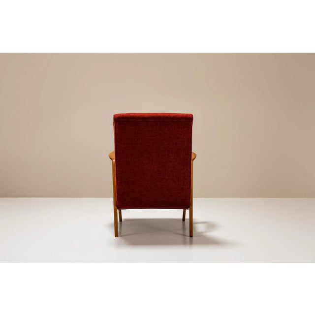 Vintage Italian Armchair in Walnut and Burgundy, 1960s For Sale - Image 6 of 13
