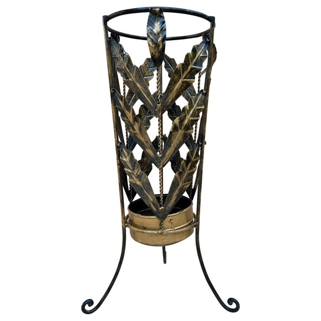 Mid 20th Century Mid Century Umbrella Stand Gilt Iron and Brass For Sale - Image 15 of 18