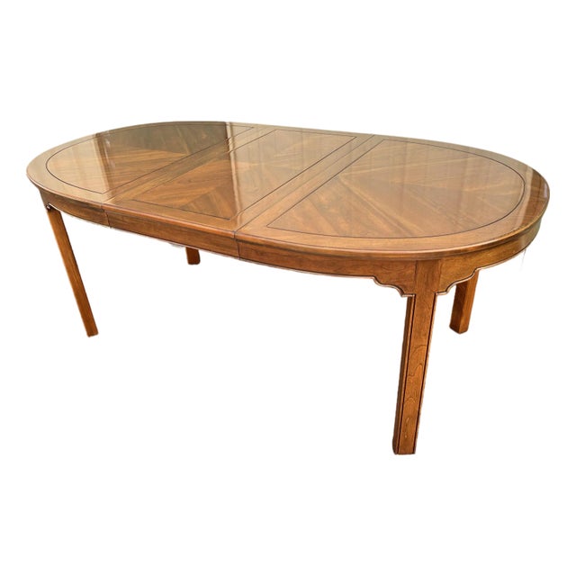 1980s Ethan Allen Canova Campaign Cherry Extension Dining Table For Sale