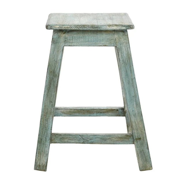 Vintage Patinated Wooden Stool, in Good conditions. This piece is designed in the style of the selected designer and/or...