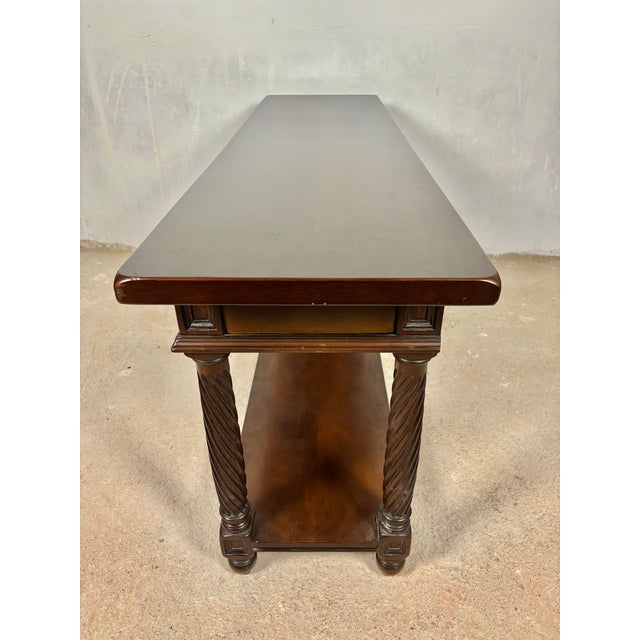 Large Spanish Walnut Rustic Console With Three Drawers and Lower Shelf, 1930s For Sale - Image 12 of 15