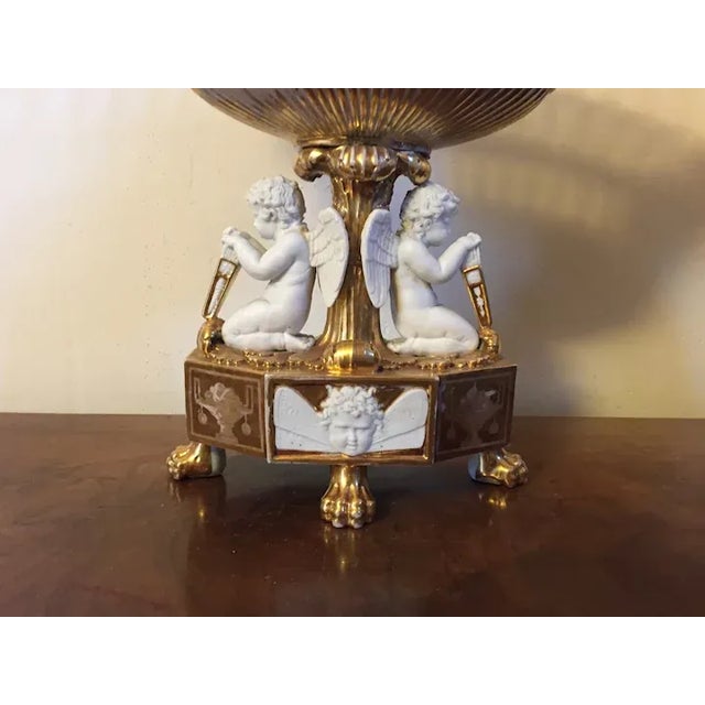 Antique Early 19th Century French Empire Porcelain Corbeille Centerpiece with Angel Supports For Sale - Image 11 of 13