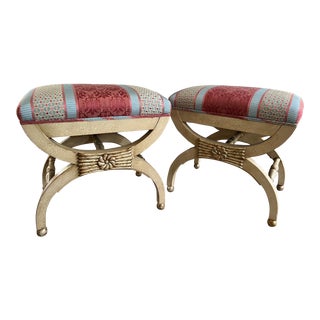 Gilt Painted Neoclassical Style Stools by William Switzer- Set of 2 For Sale