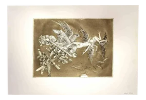 Leo Guide, Il Crollo (The Fall), 1975, Original Etching