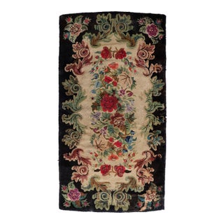 1880s, Handmade Antique American Hooked Rug 3' X 5.7' For Sale