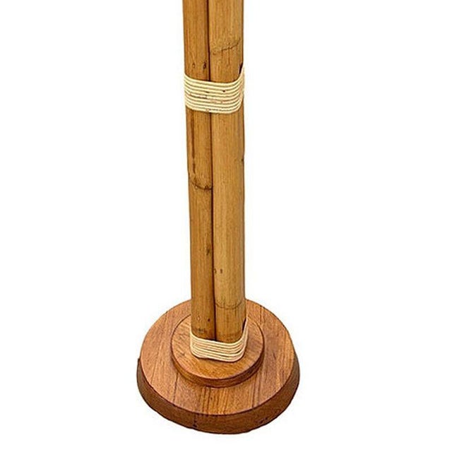 1950s Restored 4-Strand Art Deco Rattan Floor Lamp With Stepped Base For Sale In Los Angeles - Image 6 of 6