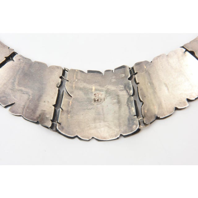 Vintage Sterling Silver Pebbled Design Collar Necklace Hallmarked For Sale - Image 10 of 10
