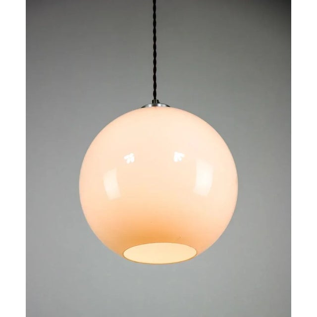 Mid-Century White Glass Pendant Lamp For Sale - Image 7 of 13