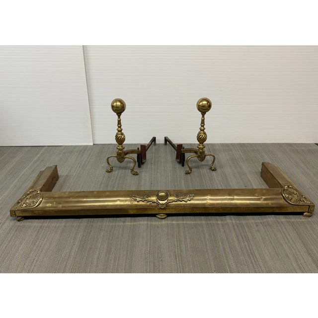 Traditional Vintage Fireplace Tools + Fender + Andiron+ Coal Scuttle Set For Sale - Image 3 of 15