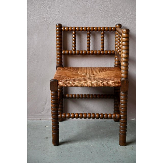 Louis XIII Style Corner Chair in Turned Oak, 1950s For Sale - Image 6 of 12