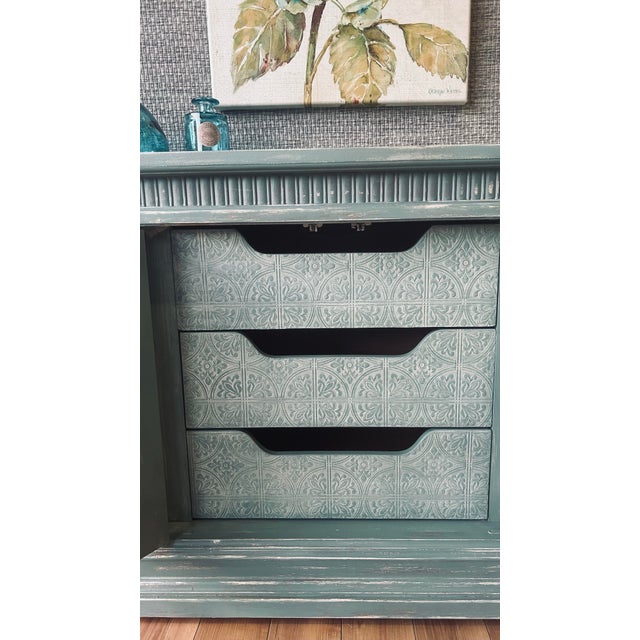 Vintage solid wood hand painted French provincial style sideboard. Bring romantic charm to your dining or living space...