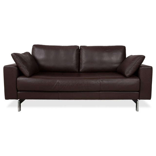 Vida Leather Brown Two-Seater Sofa and Armchair in Chrome by Rolf Benz, Set of 2 For Sale - Image 4 of 18