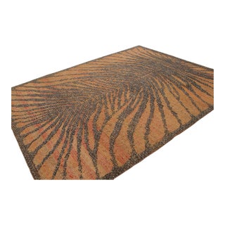 Contemporary Wool & Natural Silk Tiger Stripes Rug by Rug & Kilim, India For Sale