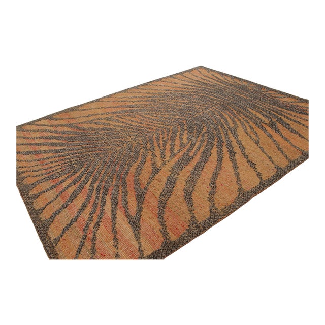 Contemporary Wool & Natural Silk Tiger Stripes Rug by Rug & Kilim, India For Sale
