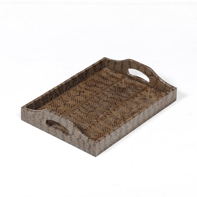 Karl Springer Mid-Century Modernist Python Skin Tray by Karl Springer For Sale - Image 4 of 10