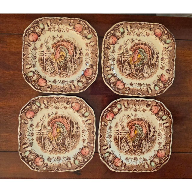 Ceramic Vintage Johnson Brothers His Majesty Square Dessert/Salad Plate England For Sale - Image 7 of 9