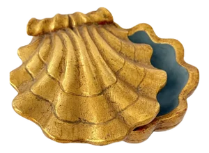 Vintage Gilt Shell Covered Ceramic Box