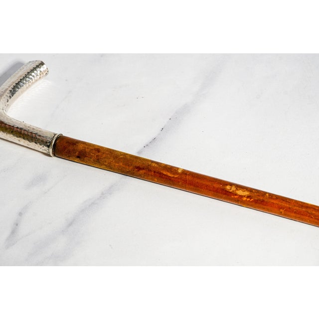 Wood Beautiful Hand Hammered Sterling Silver Antique Leather Wrapped Horse Riding Crop Equestrian Home Decor For Sale - Image 7 of 12
