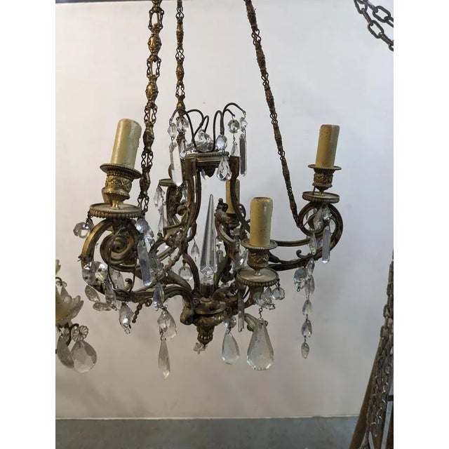 19th Century Bronze Chandelier with Tassels For Sale - Image 4 of 5
