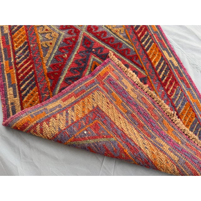Vintage Afghan Hand-Knotted Mishwani Runner Rug, Tribal Geometric Wool Entryway Carpet, For Sale - Image 12 of 12