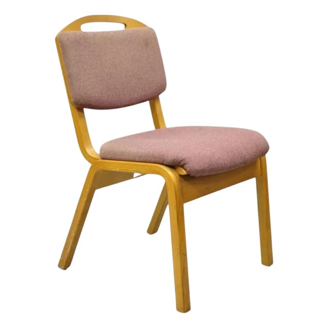 Vintage Sauder Designare Mid Century Modern Pink Bentwood Stacking Side Chair For Sale