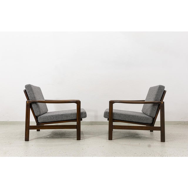 Mid-Century Club Chairs attributed to Zenon Bączyk, Poland, 1960s, Set of 2, Set of 2 For Sale - Image 4 of 13