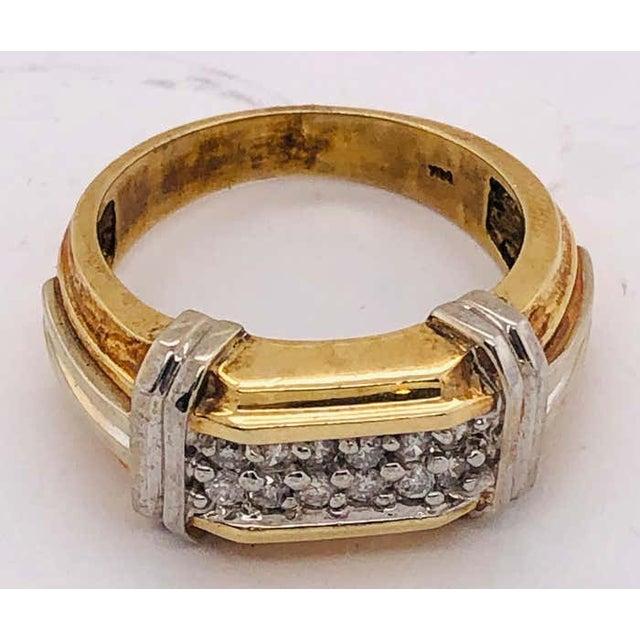 Modern 14 Karat Two-Tone Gold Contemporary Ring With Diamonds 0.75 Total Diamond Weight For Sale - Image 3 of 11