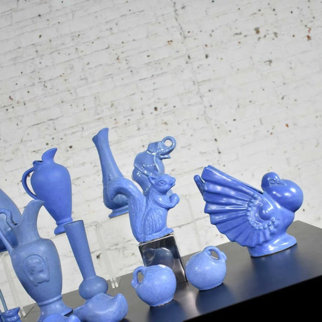 Mid 20th Century Mid Century Niloak Pottery Blue Vases and Objet d'Art 24 Piece Collection For Sale - Image 5 of 13