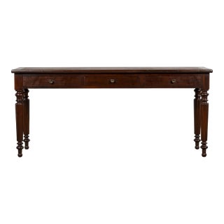 19th Century English Victorian Style Mahogany Console W/ Leather Top For Sale