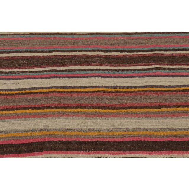 1950s Vintage Persian Kilim, Horizontal Stripes With Bright Accents - Rug & Kilim For Sale - Image 5 of 8