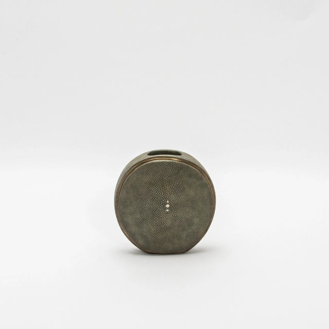 Shagreen Vase With Brass Details by R&y Augousti For Sale In Los Angeles - Image 6 of 7