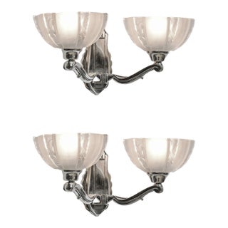 A Pair of French Art Deco Sconces by Gauthier Ejg Ezan 1930 France - 2 Pair Available For Sale