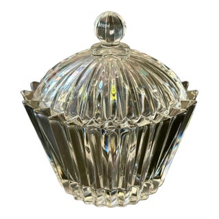Vintage Mikasa Diamond Fire Crystal Box With Lid For Sale