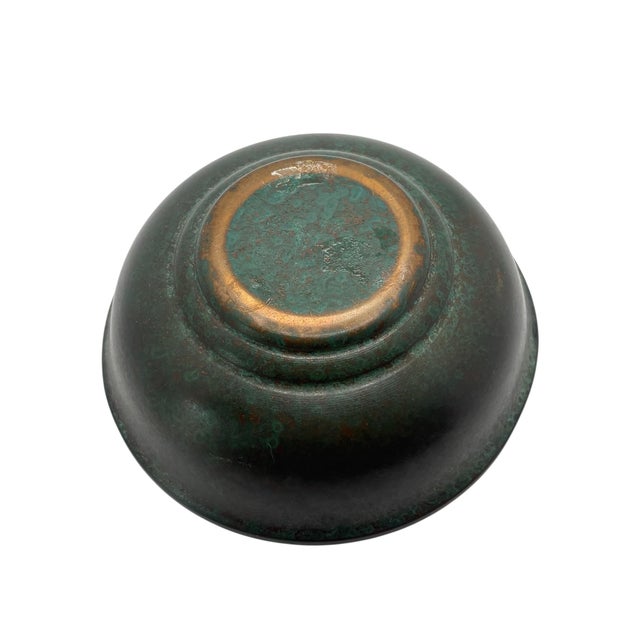 1920s Carl Sorensen Arts & Crafts Bronze Covered Dish With Dolphin Finial Lid For Sale - Image 6 of 9